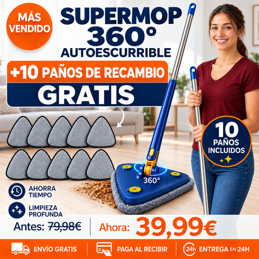 SuperMop® 360º Autoescurrible + 10 Recambios GRATIS