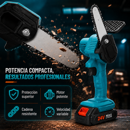 PowerCut 24V™ — Motosierra Eléctrica con Maletín + 2 Baterías