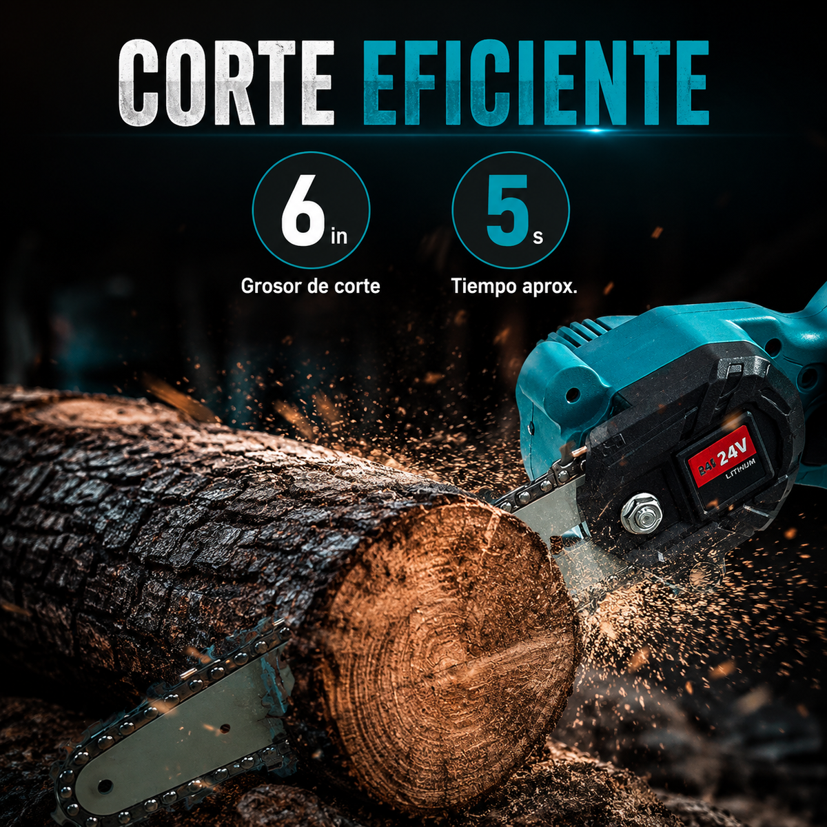 PowerCut 24V™ — Motosierra Eléctrica con Maletín + 2 Baterías