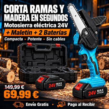 PowerCut 24V™ — Motosierra Eléctrica con Maletín + 2 Baterías